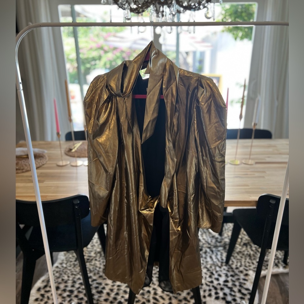 Gold mini wrap dress
